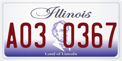 IL license plate A030367