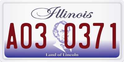 IL license plate A030371