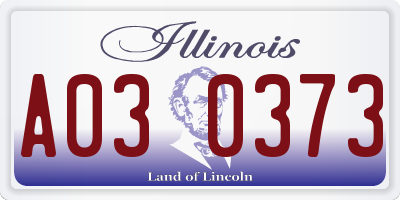 IL license plate A030373
