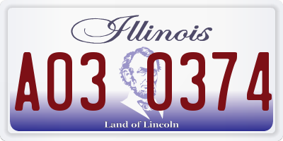 IL license plate A030374