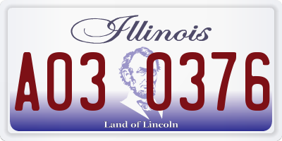 IL license plate A030376