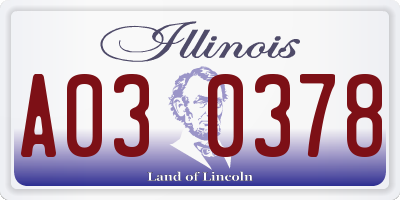 IL license plate A030378