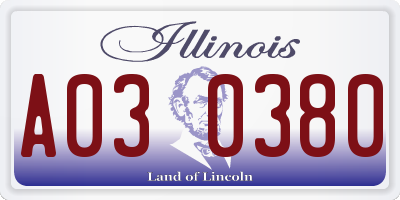IL license plate A030380