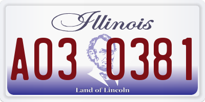 IL license plate A030381