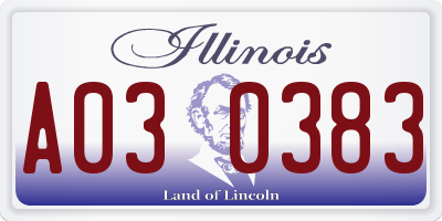 IL license plate A030383