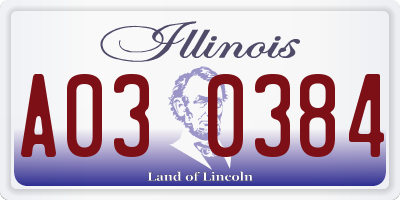 IL license plate A030384