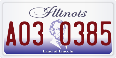 IL license plate A030385