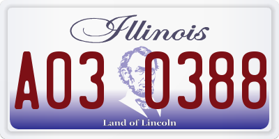 IL license plate A030388