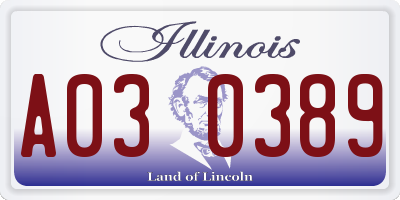 IL license plate A030389