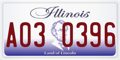 IL license plate A030396