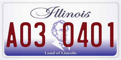 IL license plate A030401