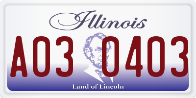 IL license plate A030403