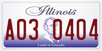 IL license plate A030404