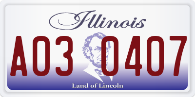 IL license plate A030407