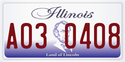 IL license plate A030408