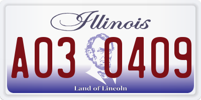 IL license plate A030409