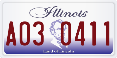 IL license plate A030411
