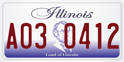 IL license plate A030412