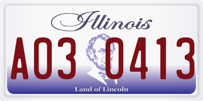 IL license plate A030413