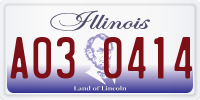 IL license plate A030414