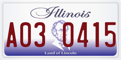 IL license plate A030415
