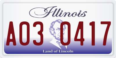 IL license plate A030417