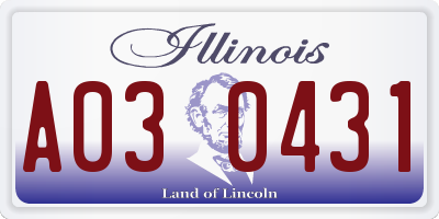 IL license plate A030431