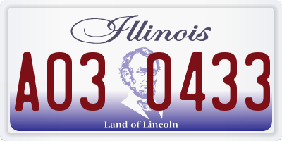 IL license plate A030433
