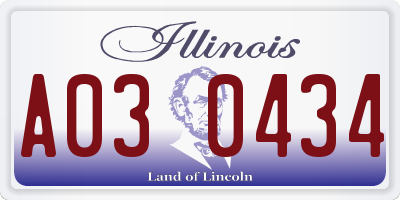 IL license plate A030434