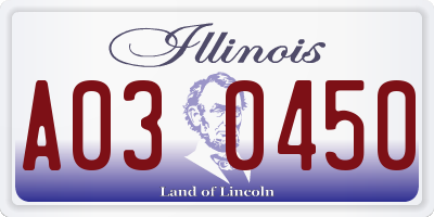 IL license plate A030450