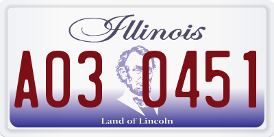 IL license plate A030451