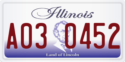 IL license plate A030452