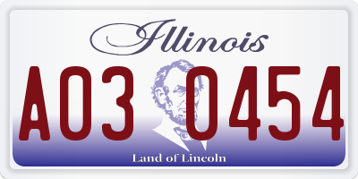 IL license plate A030454