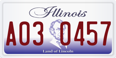 IL license plate A030457
