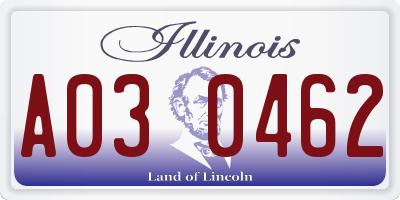 IL license plate A030462