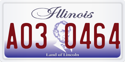 IL license plate A030464