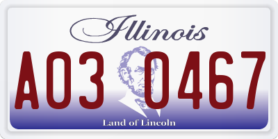 IL license plate A030467