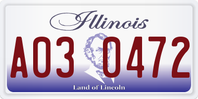 IL license plate A030472