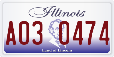 IL license plate A030474