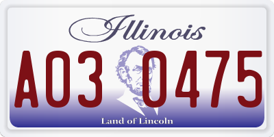 IL license plate A030475