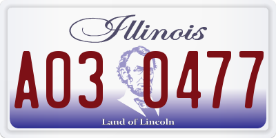 IL license plate A030477