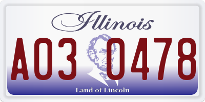 IL license plate A030478