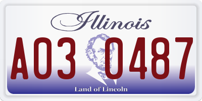 IL license plate A030487