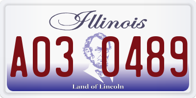 IL license plate A030489