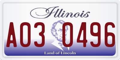 IL license plate A030496