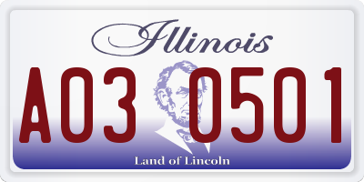 IL license plate A030501