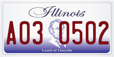 IL license plate A030502