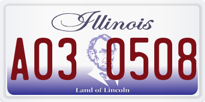 IL license plate A030508