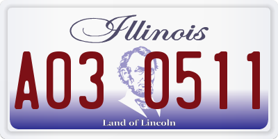 IL license plate A030511
