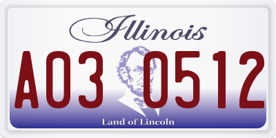 IL license plate A030512